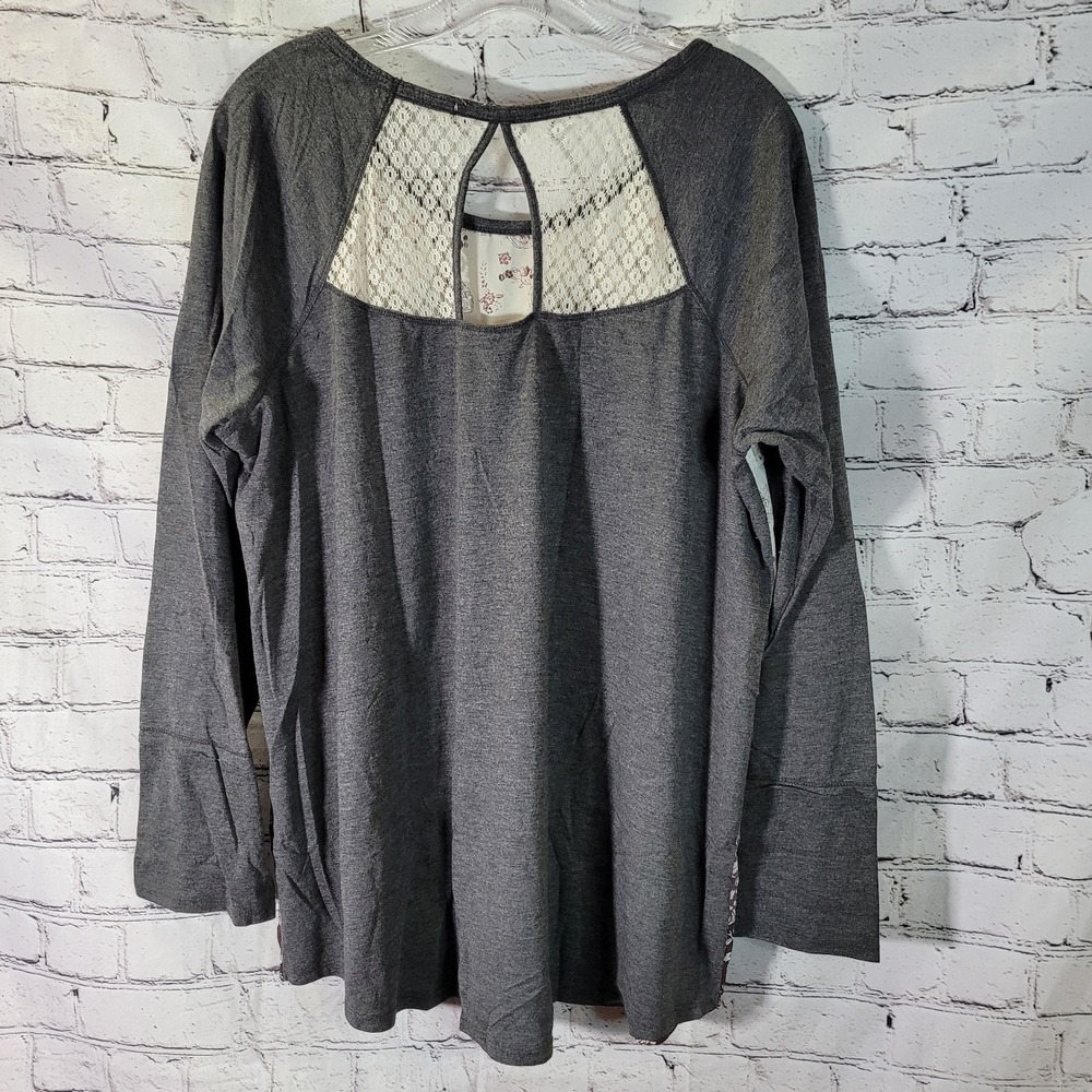 Jolt, Ivory Gray Paisley Top, Ragland Sleeve, XXL‎ - Picture 3 of 6